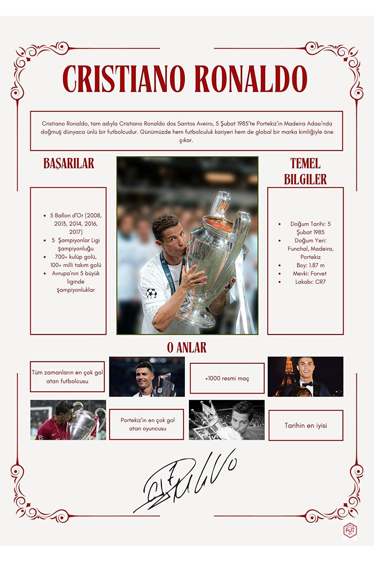 Cristiano Ronaldo Poster 21x30 Cm (A4 Boyutu)