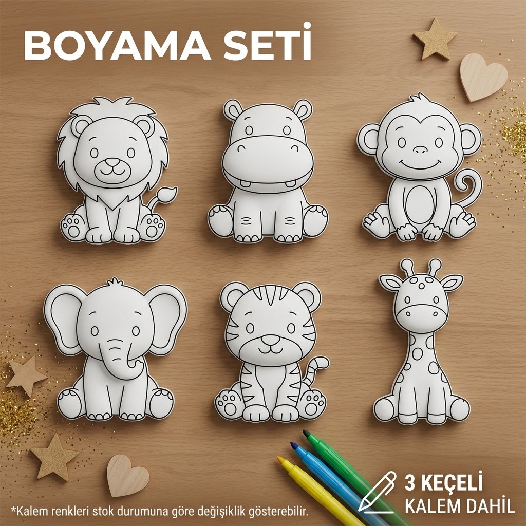 Sevimli Safari Orman Hayvanları Boyama Seti
