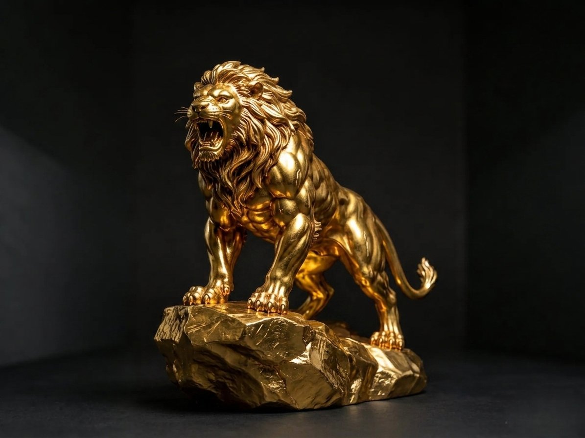 Lüks Gold Aslan Figürü & Dekoratif Biblo