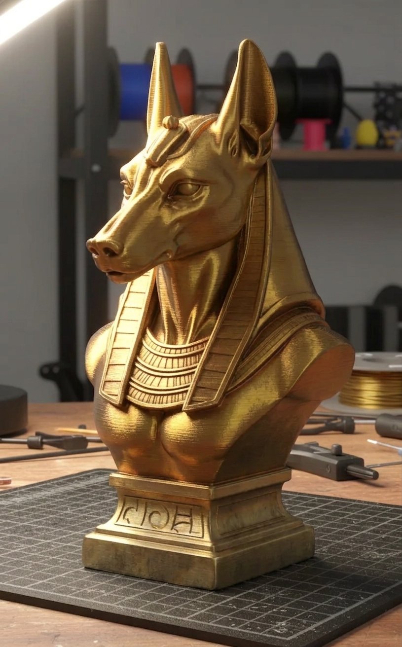 Lüks Gold Anubis Büstü – Mısır Mitolojisi Dekoratif Masa Üstü Heykel