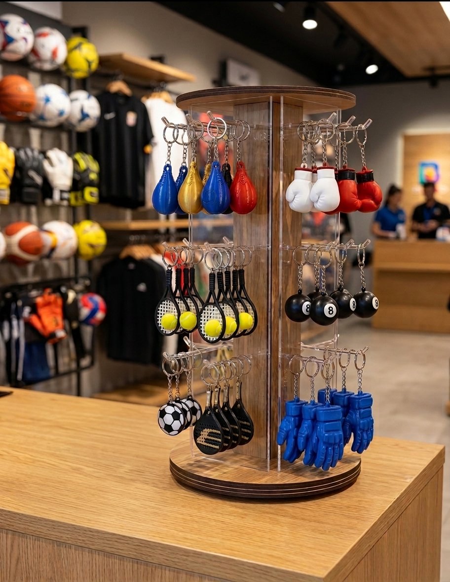Toptan Spor Temalı 3D Anahtarlık Seti + Teşhir Standı Hediyeli